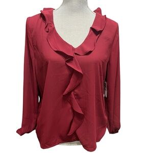 Halogen V-neck Ruffle Blouse. NWT  Size XS